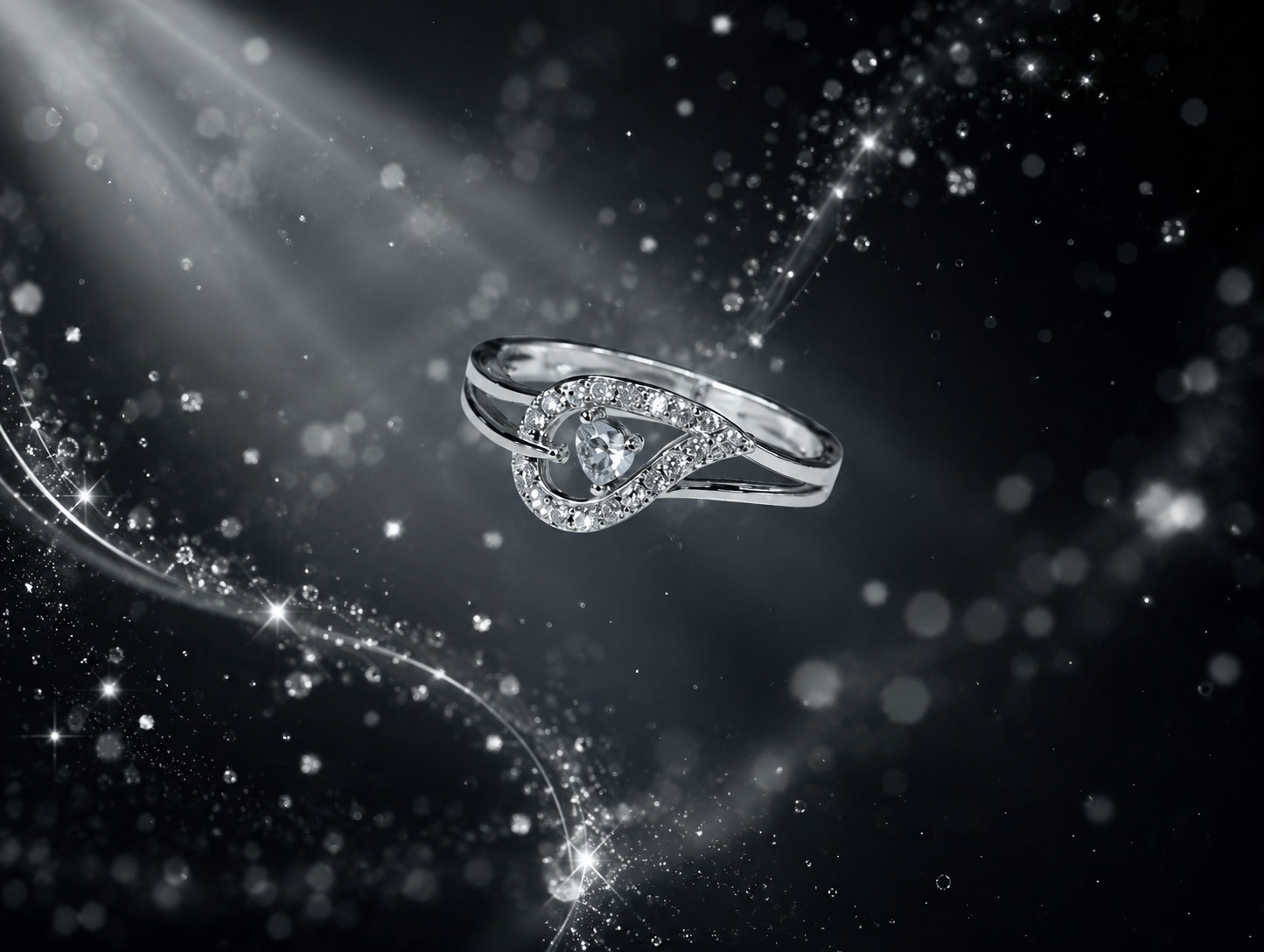 Silver Heart Infinity Adjustable Ring - Image 5