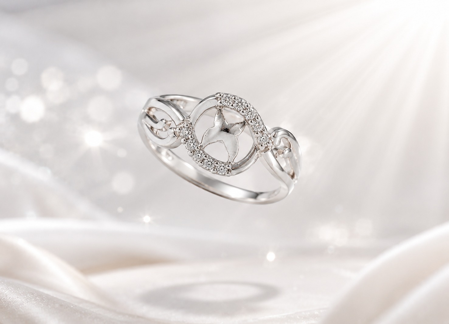 Leaf Design Zircon Adjustable Ring - Image 5