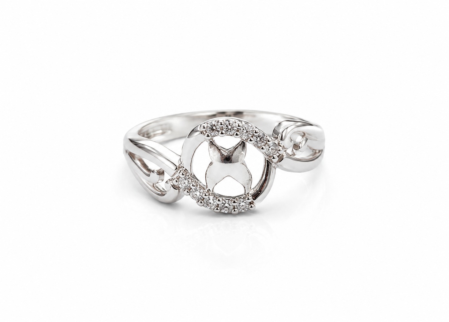 Leaf Design Zircon Adjustable Ring - Image 3