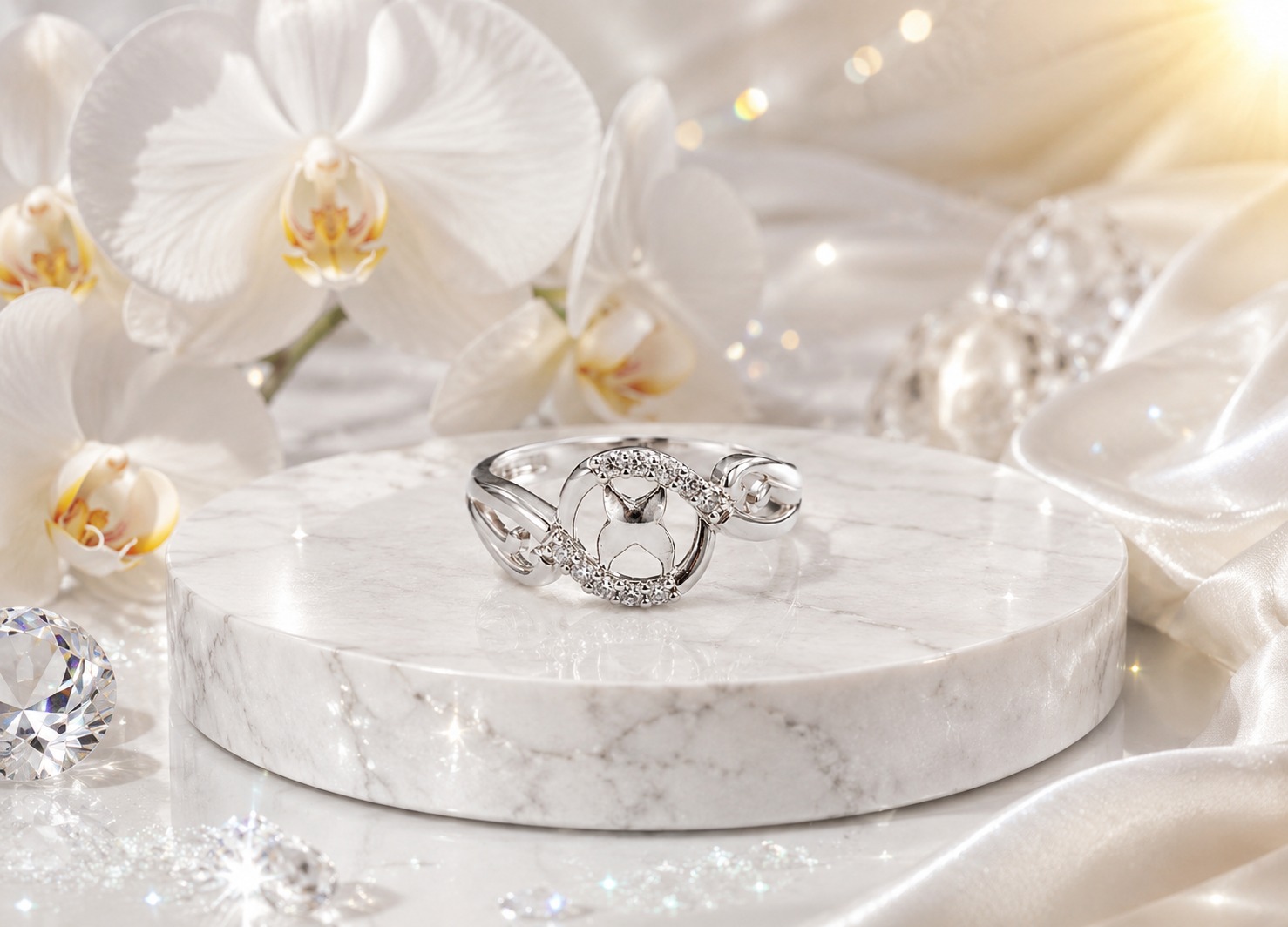 Leaf Design Zircon Adjustable Ring - Image 4