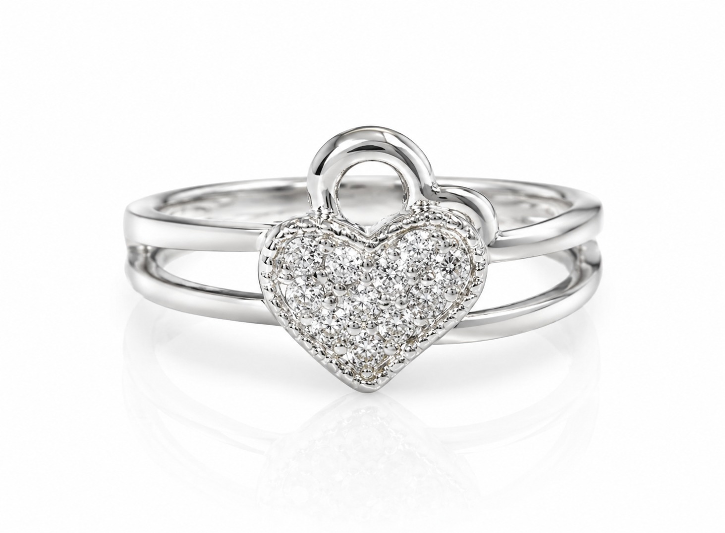 Sparkle of Love – Silver Heart Ring - Image 2