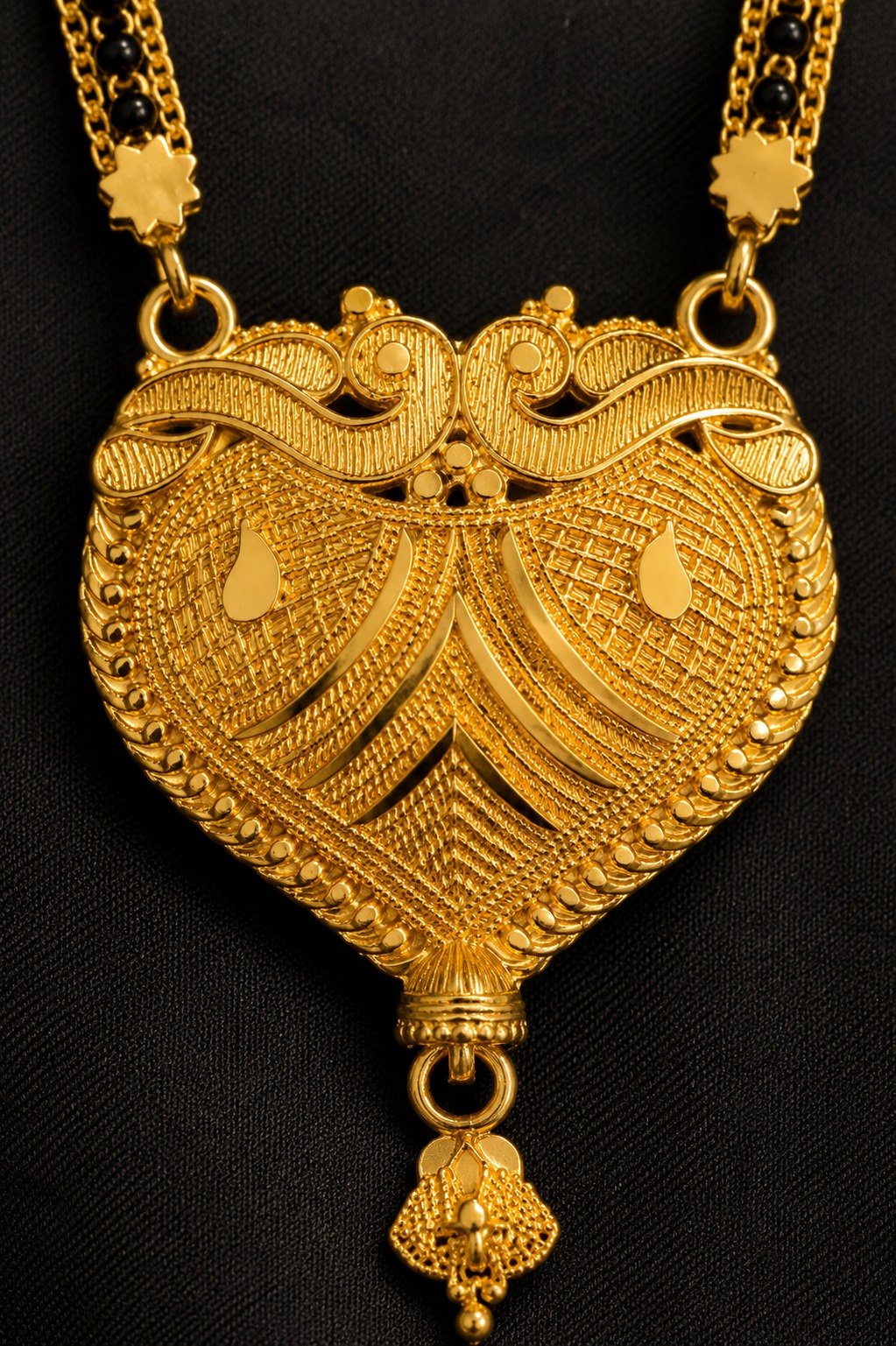 Classic Gold Finish Heart Pendant Mangalsutra - Image 5