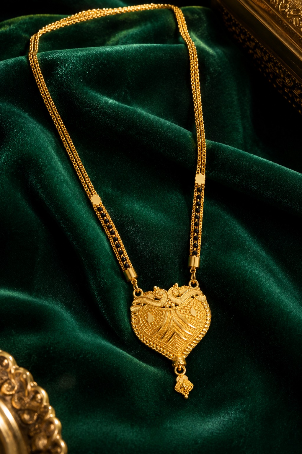 Classic Gold Finish Heart Pendant Mangalsutra - Image 4