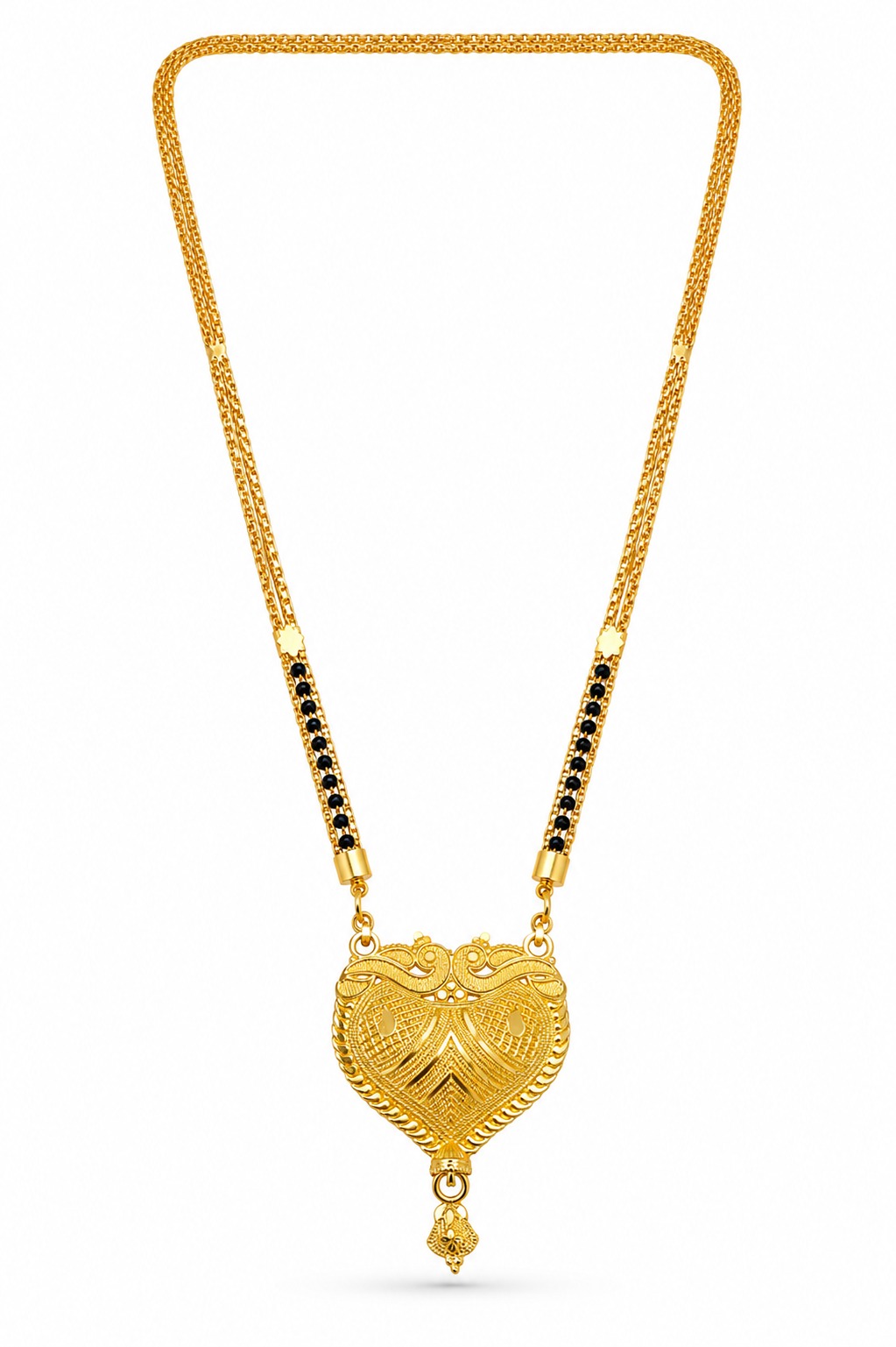 Classic Gold Finish Heart Pendant Mangalsutra - Image 7