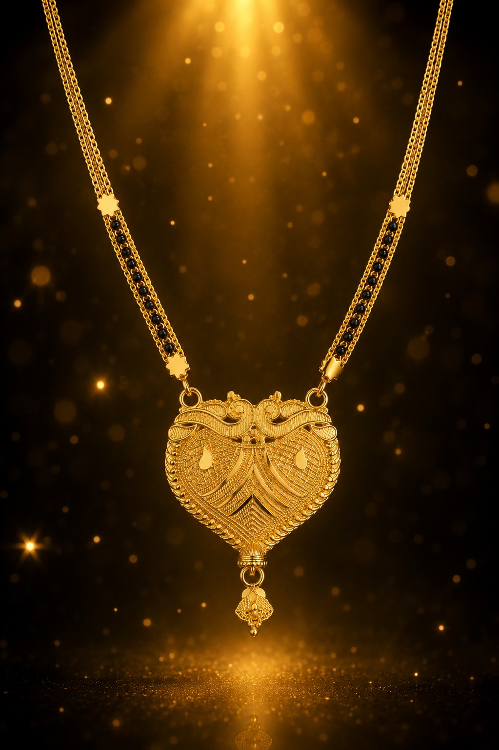Classic Gold Finish Heart Pendant Mangalsutra - Image 6