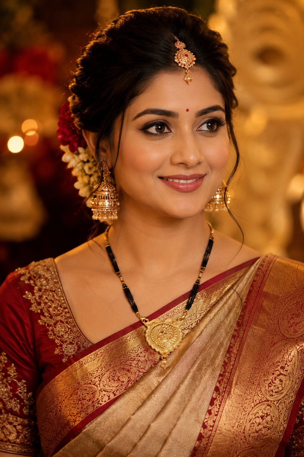 Traditional Gold Plated Heart Peacock Mangalsutra for women with heart pendant, peacock design, and black bead chain