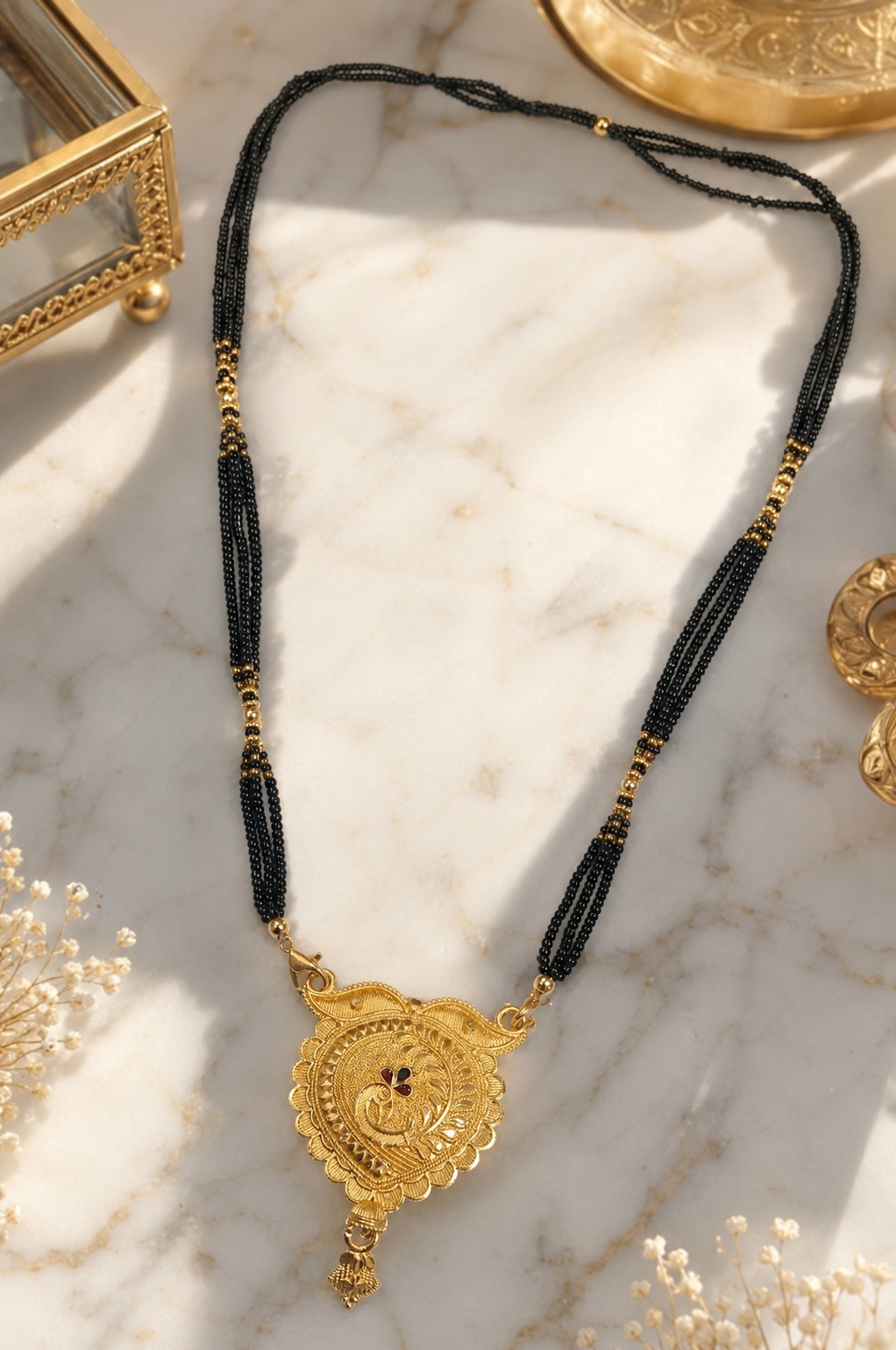 Traditional Gold Plated Heart Peacock Mangalsutra for Women - Image 5