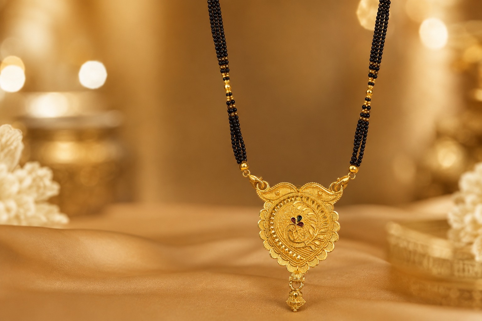 Traditional Gold Plated Heart Peacock Mangalsutra for Women - Image 3
