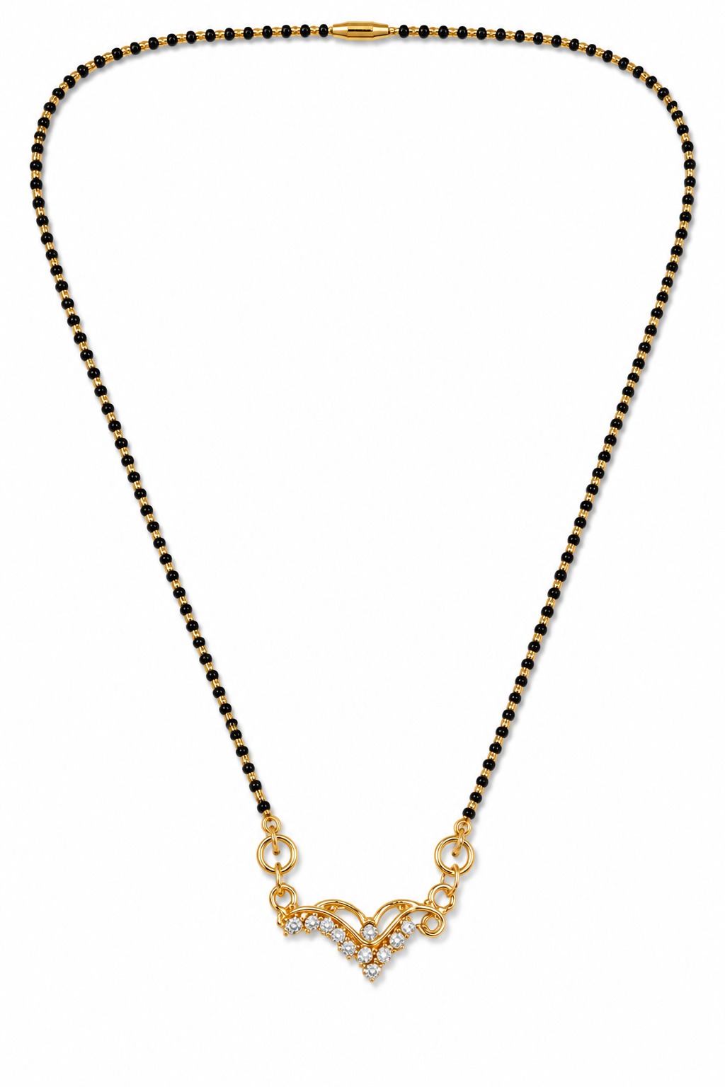 Traditional Gold Finish Crystal Mangalsutra - Image 5