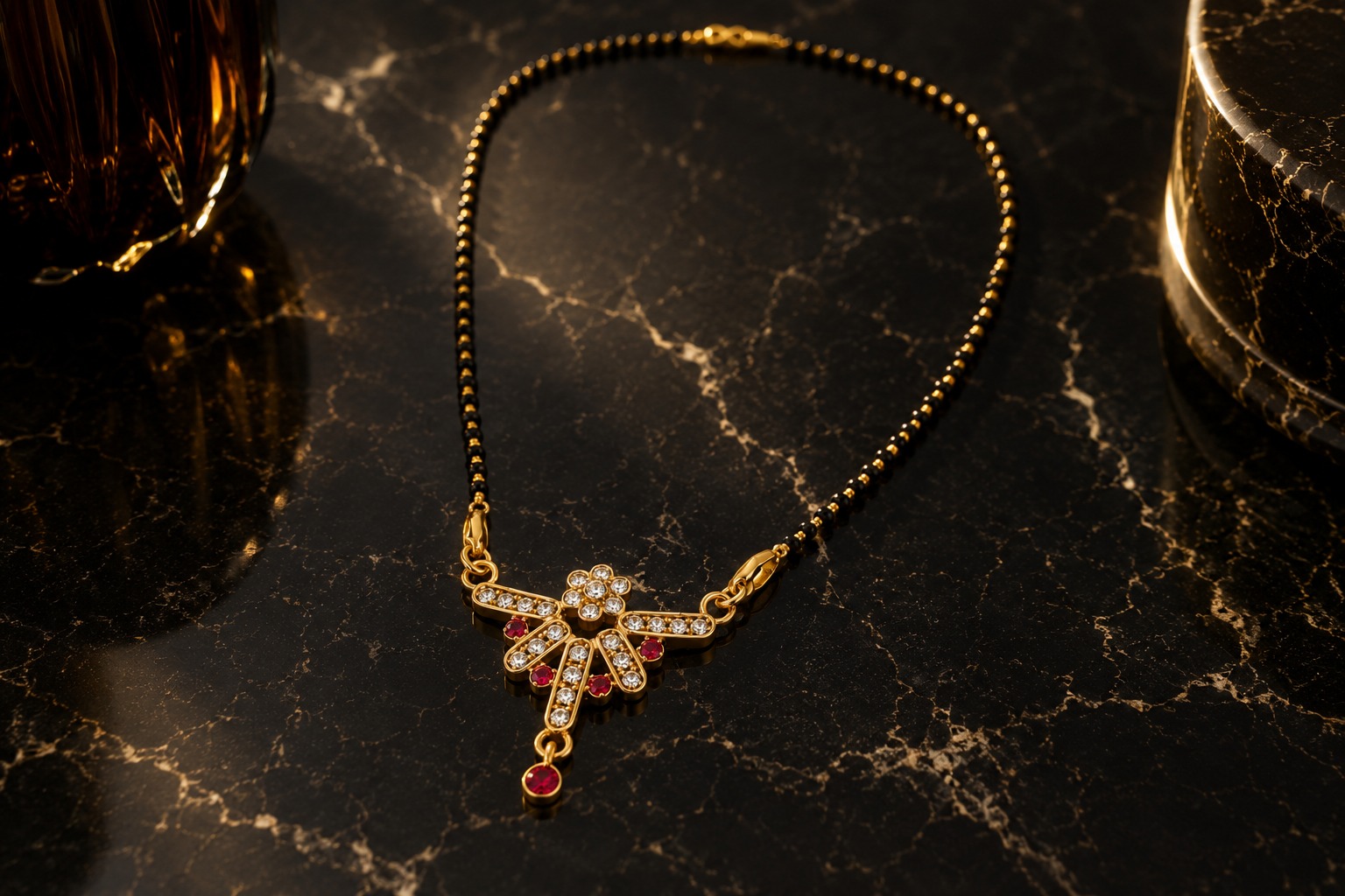 Traditional Ruby Charm Mangalsutra - Image 3