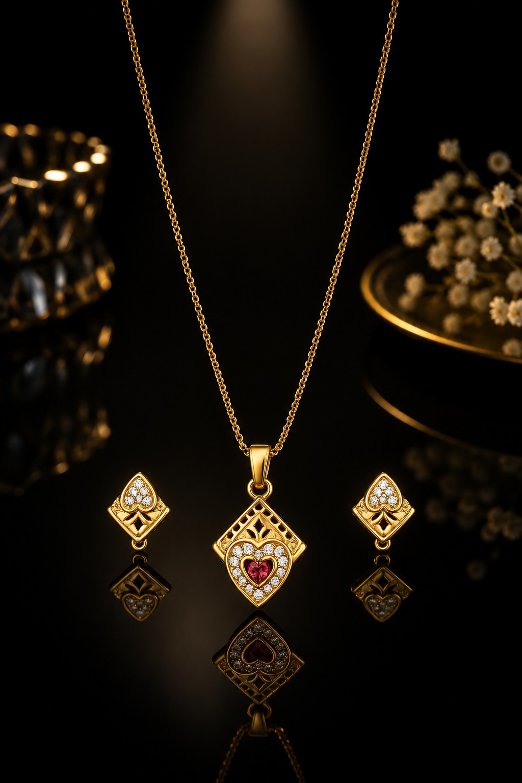 Royal Heart Sparkle Necklace Set - Image 3