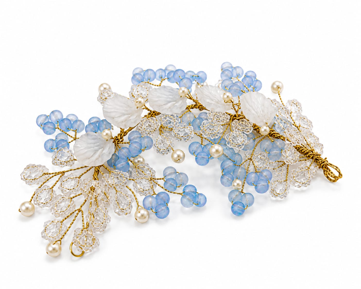 Crystal and pearl floral bridal hair accessory for women