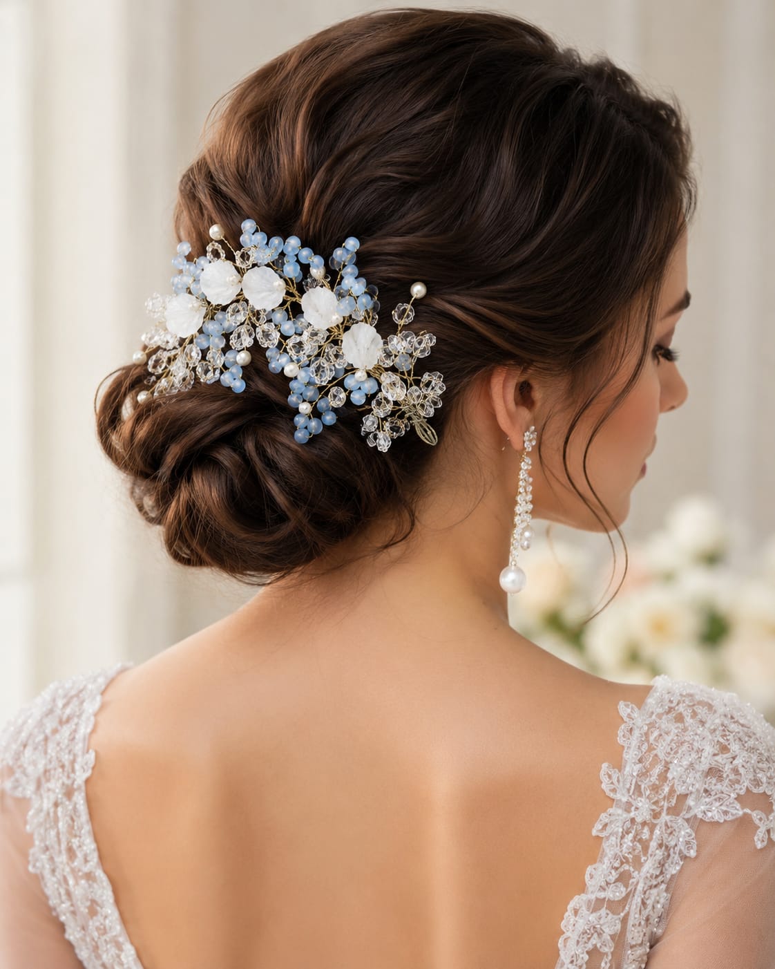 Crystal & Pearl Floral Bridal Hair Accessory