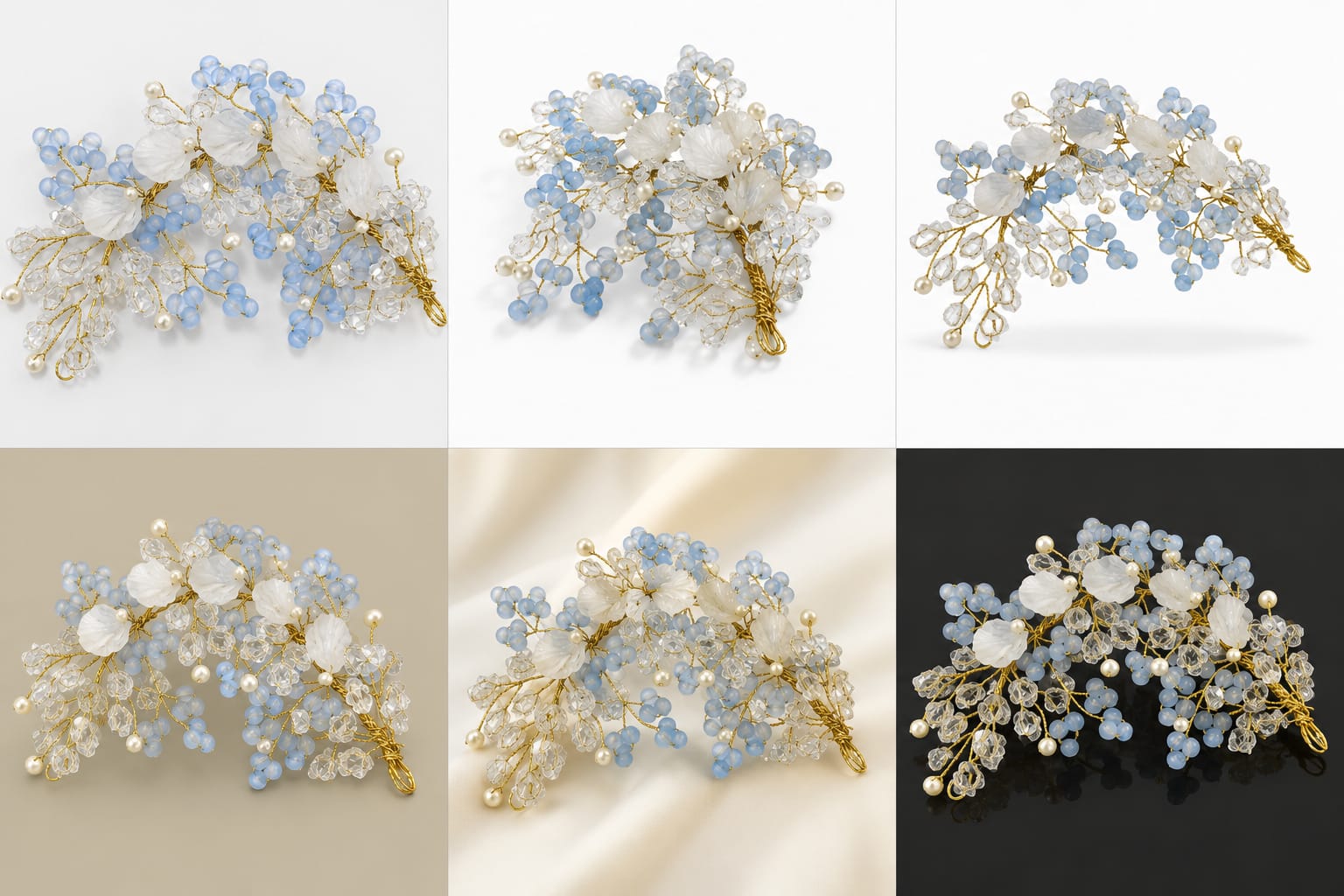 Crystal & Pearl Floral Bridal Hair Accessory - Image 3