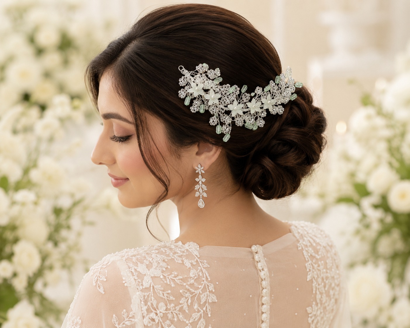 Crystal Bloom bridal hair vine with sparkling floral crystal design for wedding hairstyles