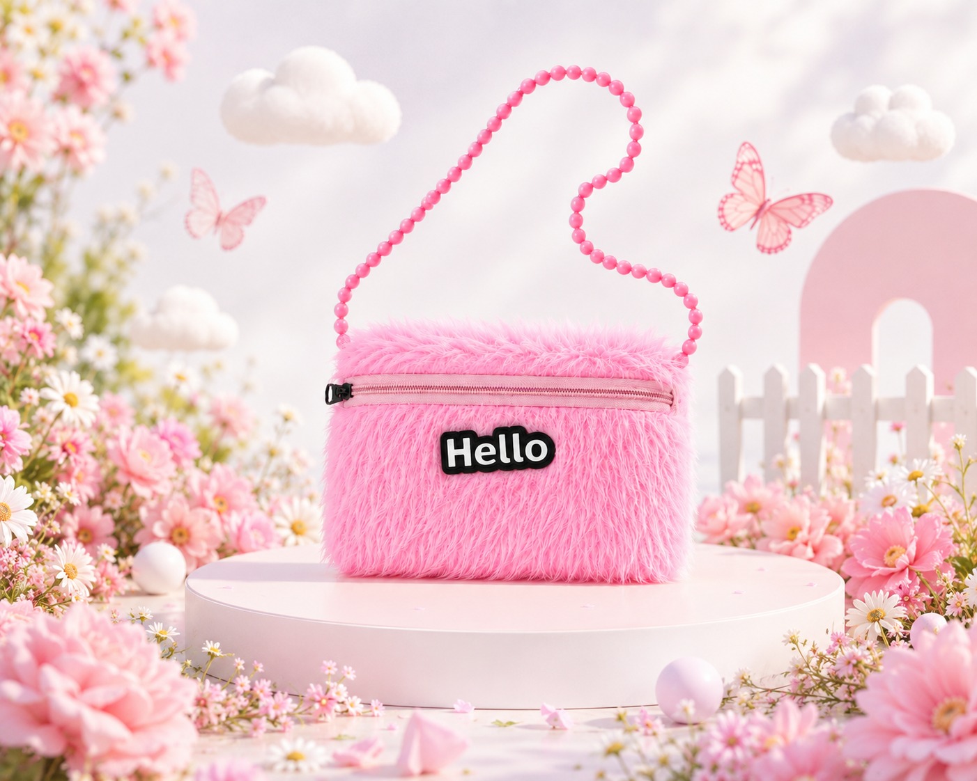 Princess Pink Furry Sling Bag - Image 3