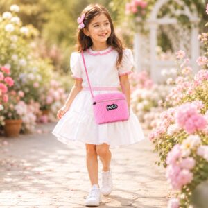 Princess Pink Furry Sling Bag for girls with soft plush furry design and adjustable shoulder strap