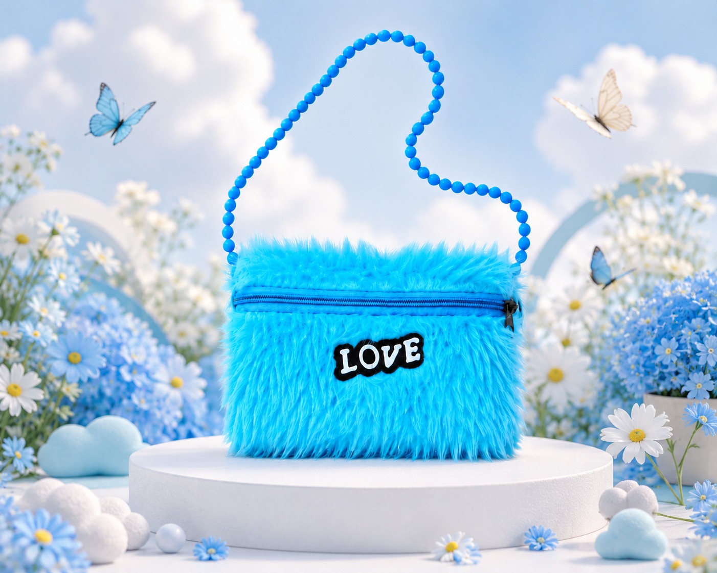 Little Blue Love Fluffy Sling Bag - Image 2