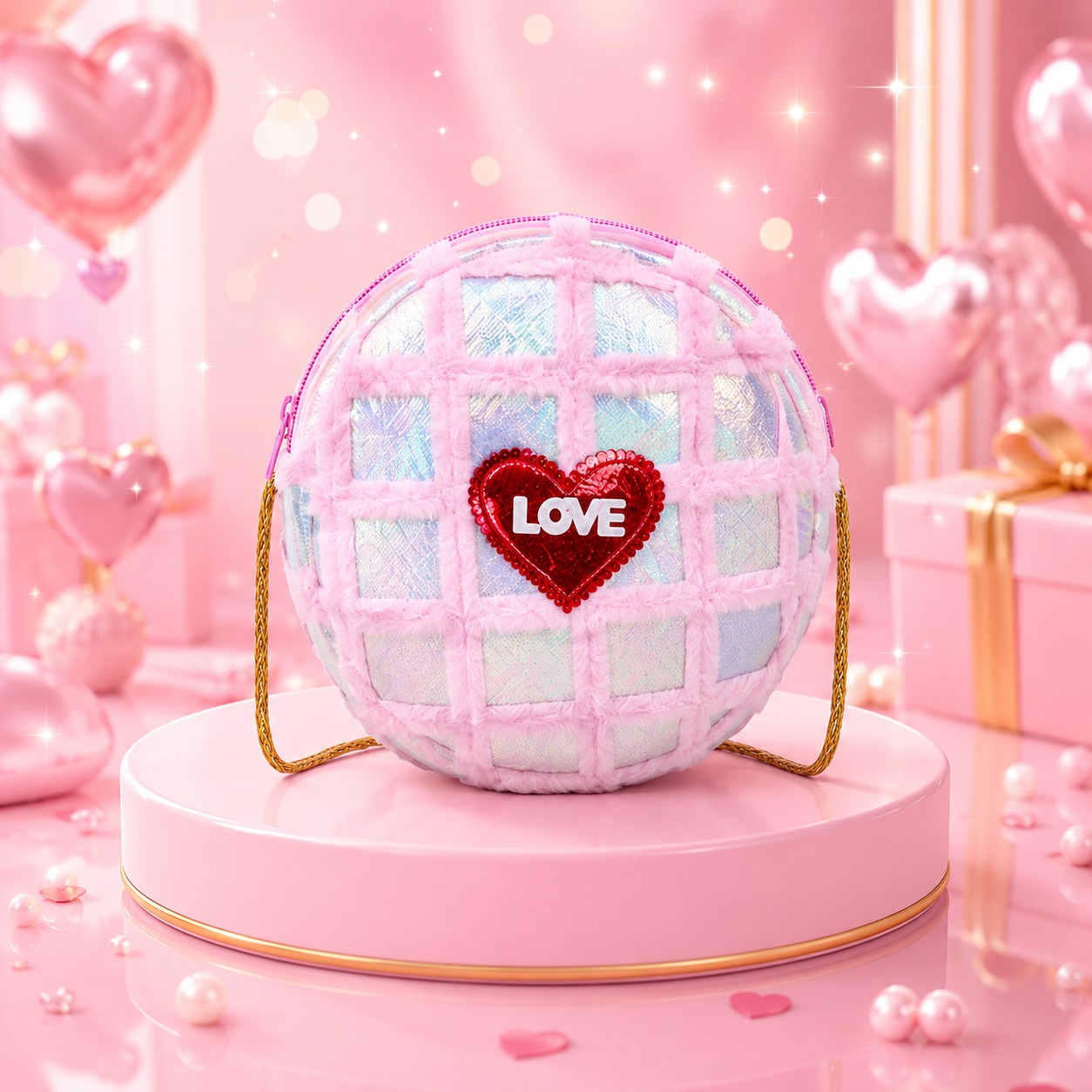 Princess Pink Furry Sling Bag - Image 2