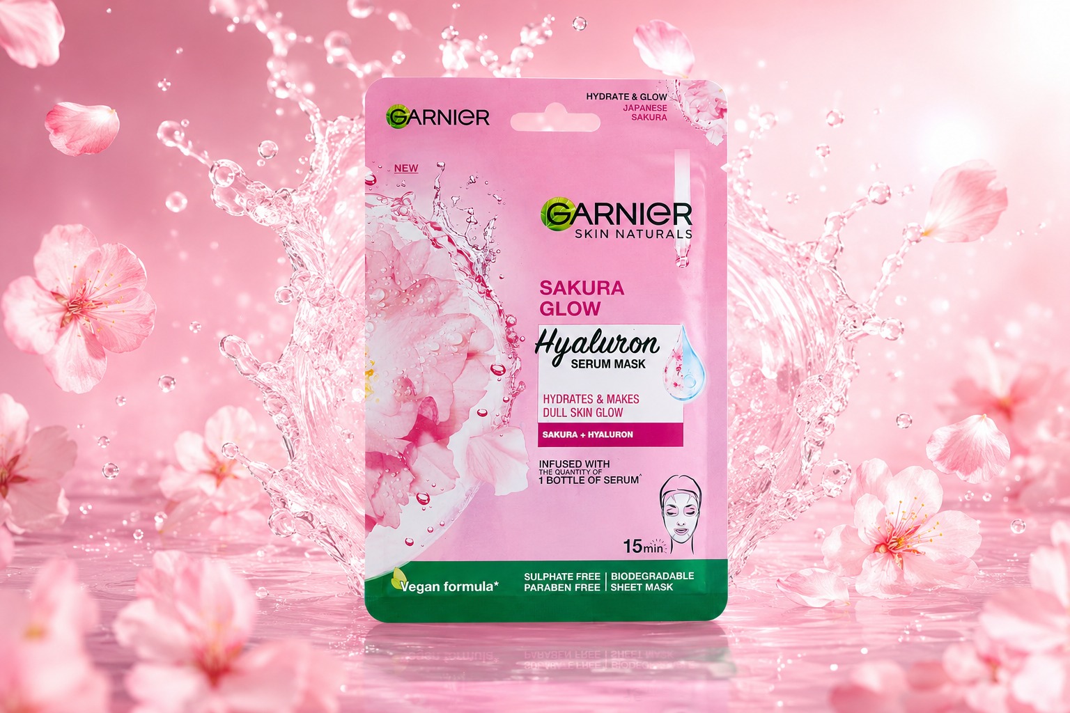 Garnier Skin Naturals Sakura Glow Hyaluron Serum Mask - Image 3