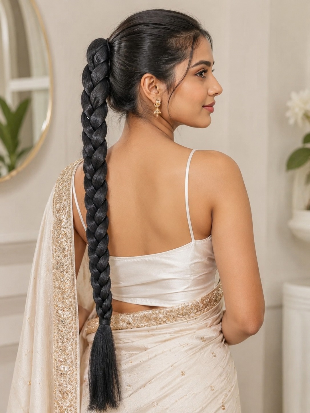 Natural Black Clip-In Braided Hair Extension for Women - Image 4
