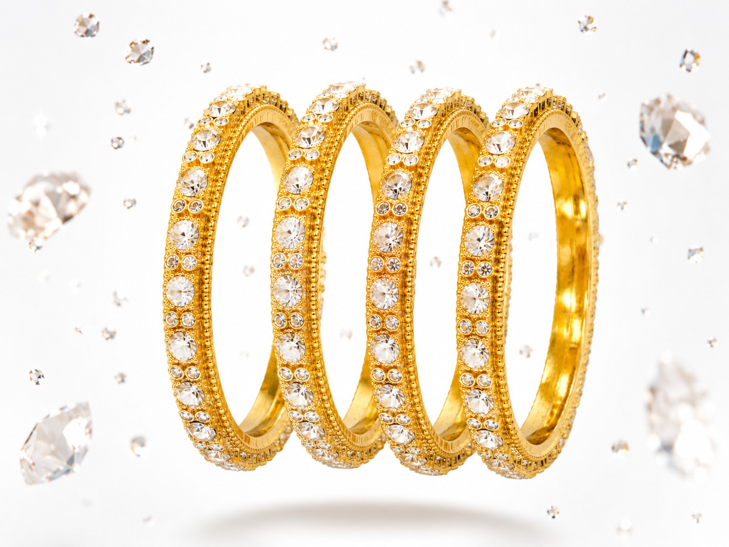 Royal Radiance Gold Crystal Bangles Set - Image 5