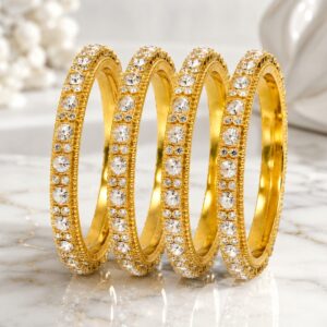 Royal Radiance Gold Crystal Bangles Set for Women