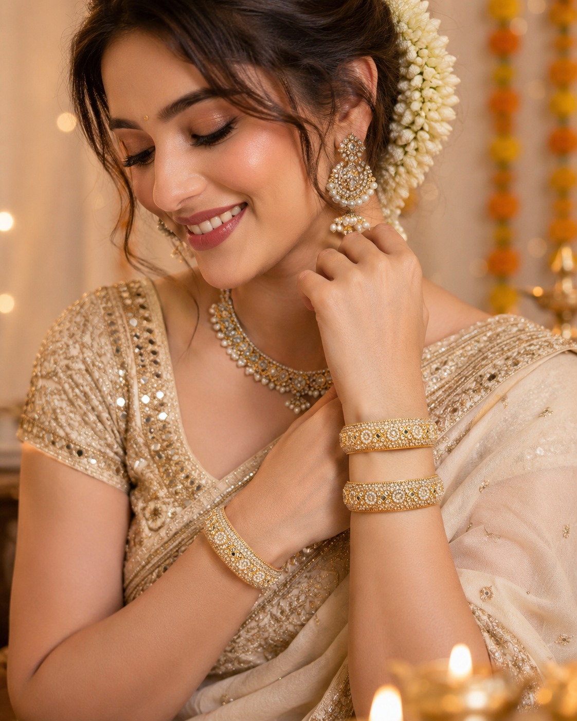 Rajwadi Crystal Kada Bangles - Image 5