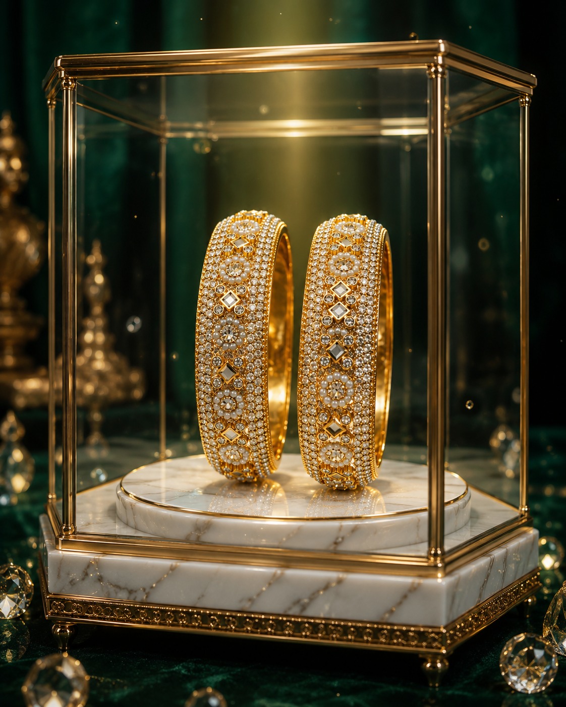 Rajwadi Crystal Kada Bangles for Women