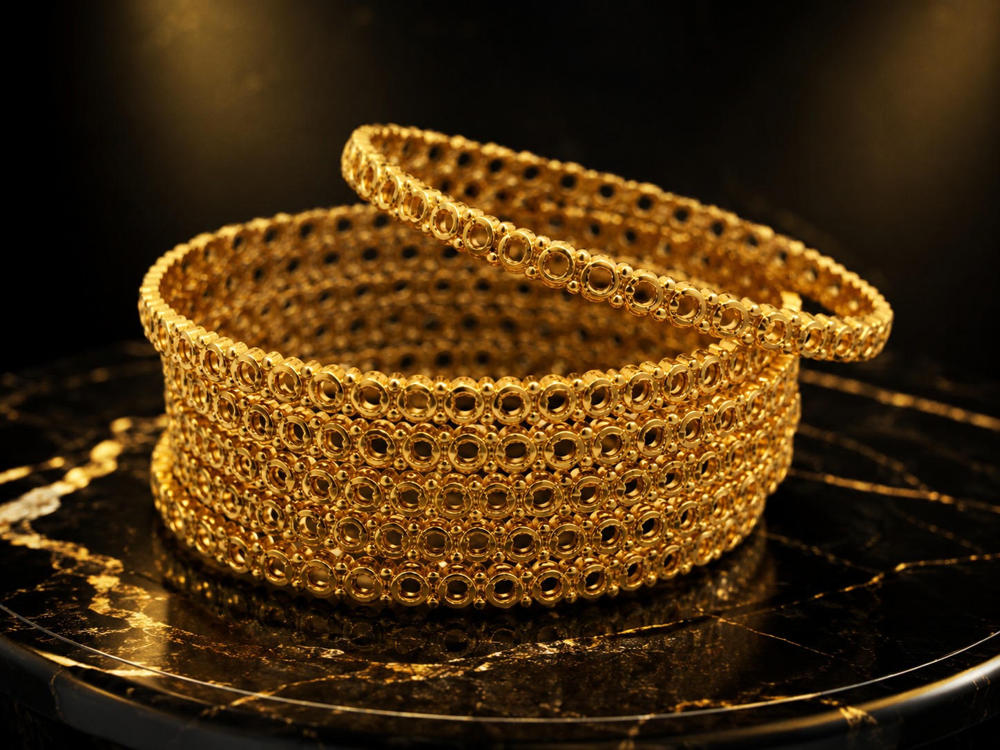 Lustre Loop Gold Bangles - Image 3