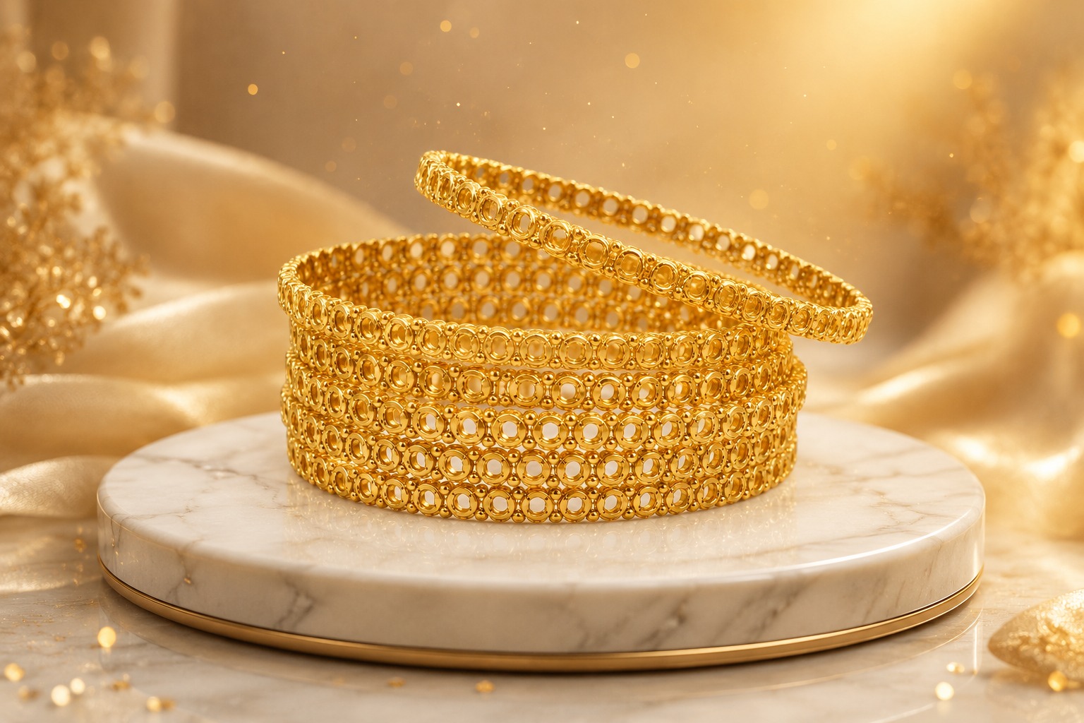 Lustre Loop Gold Bangles for Women