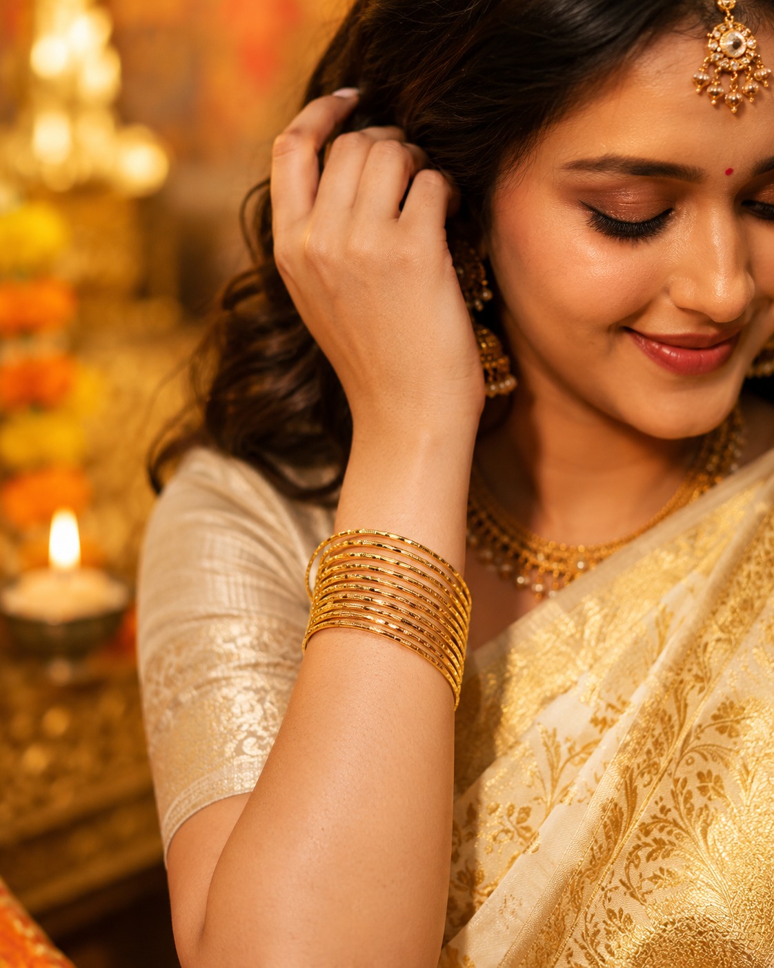 Royal Gold Slim Bangle Set - Image 4