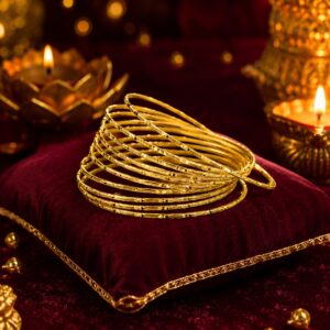 Royal Gold Slim Bangle Set for Women