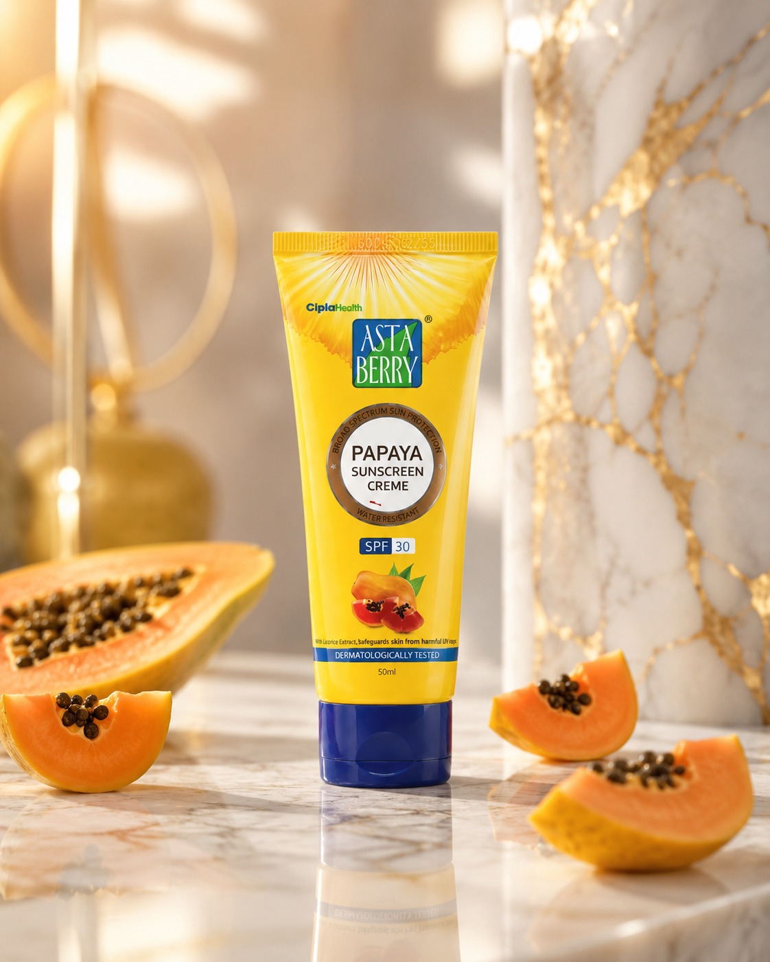 Astaberry Papaya Sunscreen Creme SPF 30 for daily sun protection